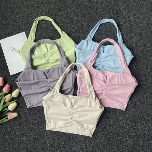 Imagen de Chaleco deportivo con cuello Halter, almohadillas para el pecho, reunión a prueba de golpes, Top de Yoga para Fitness de secado rápido, parte de atrás bonita, ropa interior para mujer
