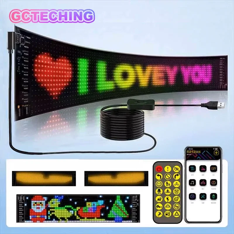 Zdjęcie Elastyczny Panel LED Matrix z Przewijaniem Tekstu – Jasne Oczka LED do Ciężarówek, Sterowanie USB, Bluetooth i Aplikacją Mobilną, DIY Control