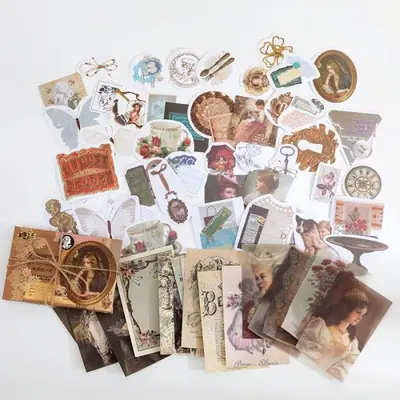 Image de Autocollants Vintage - 60 Pièces pour Scrapbooking & DIY