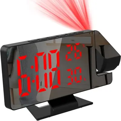 Image de Horloge LED Projecteur Température & Humidité - Mode Nuit & Snooze
