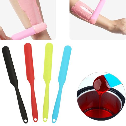 Imagen de Espátulas de cera cosméticas de silicona, palos de depilación antiadherentes, aplicador de cera corporal, raspador, aplicador de cera