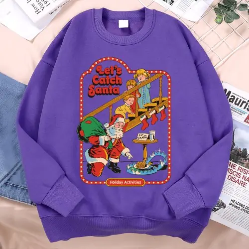 Image de Sweatshirt Père Noël Imprimé - Style Décontracté & Chaud