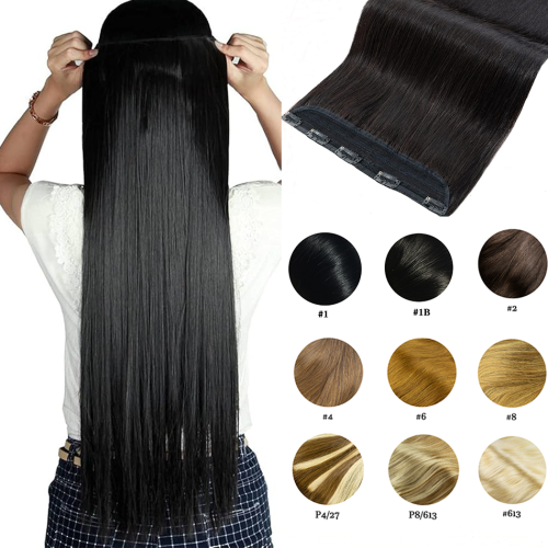 Image of Natural Straight Brazilian Remy Human Hair Clip-In Extension - 10 Inches, One Piece with 5 Clips