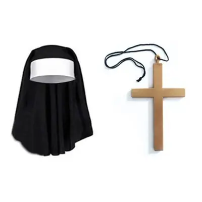 Image de Costume de Nonne avec Collier Croix - Parfait pour Halloween & Cosplay