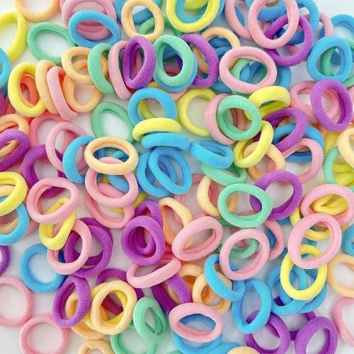 Imagen de 200/1000 Uds. Bandas para el cabello para niñas, coleteros de nailon coloridos, lazos para el cabell...