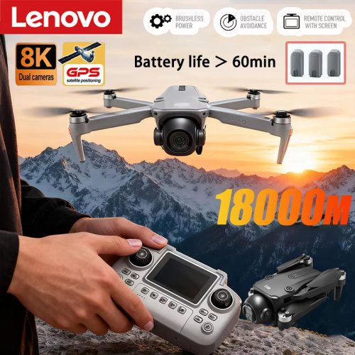 Afbeelding van Lenovo D18 Drone met 8K HD Dubbele Camera, Obstakelvermijding, Borstelloze Motor, 5G WiFi, GPS en 18000m Terugkeer - Professionele Luchtfotografie Quadracopter