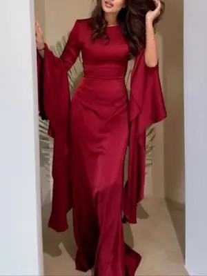 Image de Abaya Élégante Manches Évasées - Robe Longue Musulmane
