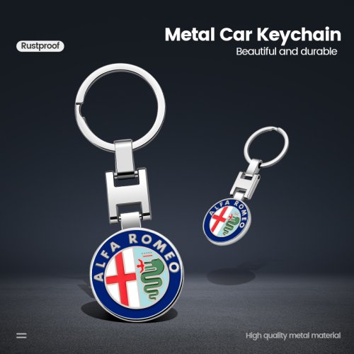Afbeelding van Metalen Auto Logo Sleutelhanger voor Alfa Romeo Giulia, Stelvio, Giulietta, 156, 159, 147, Mito, Tonale, Brera en GT – Kwalitatief Sleutelaccessoire met Originele Embleem