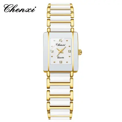 Image de Montre de Couple en Céramique - Élégance Noire & Blanche