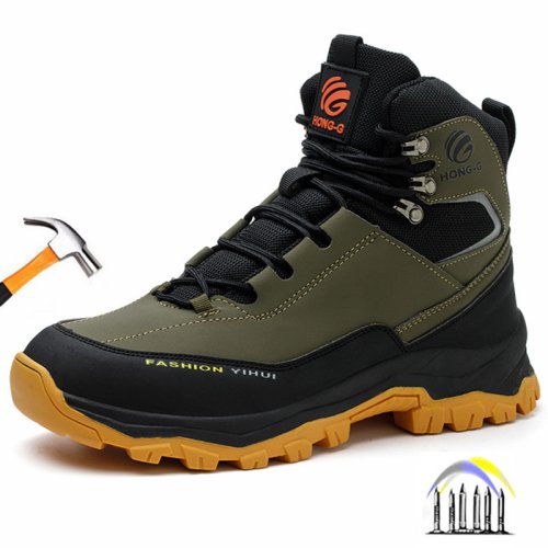 Immagine di Scarpe Antinfortunistiche Uomo Sneakers da Lavoro Impermeabili con Punta in Acciaio e Protezione Antiforatura - Stivali Altissimi per Sicurezza sul Lavoro