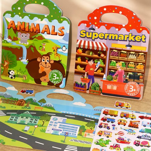 Image of Jelly Sticker Activity Book for Kids – Reusable Quiet Book with Scene Puzzles & DIY Fun for Creative Play