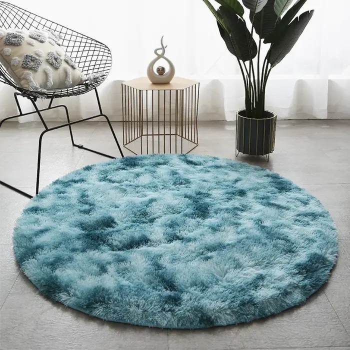 Image de Tapis Rond Blanc Peluche Ultra Doux
