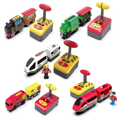 Imagen de Juego de Tren Eléctrico RC con Vías Magnéticas y Accesorios de Madera - Set de Ferrocarril para Niños, Regalo Ideal de Navidad