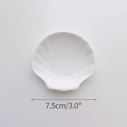 Imagen de Platos de cerámica con forma de concha, bandeja decorativa, soporte de joyería, bandejas de almacena...