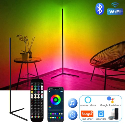 Immagine di Lampada da Terra RGB Dimmerabile con App - Illuminazione Atmosferica per Camera da Letto