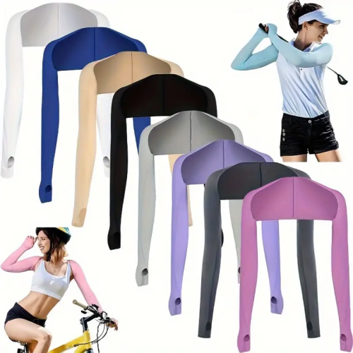 Immagine di Mantello da Golf Leggero e Versatile con Maniche Protettive Solari Integrate in Tessuto Traspirante - Ideale per Guida e Ciclismo