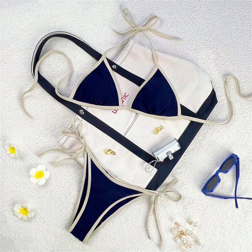 Image de Bikini Vintage Bleu Push-Up Dos Nu