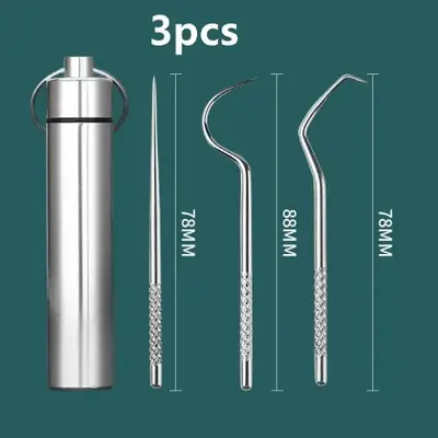 Image de Cure-Dents Réutilisables en Aluminium - Kit Portable pour le Camping et les Pique-Niques