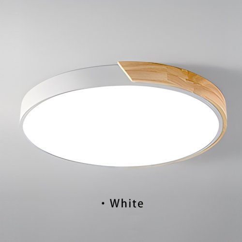 Immagine di Plafoniera a LED nordica Lampada da soffitto circolare macaron in legno Moderna semplice camera da letto balcone studio illuminazione per la casa