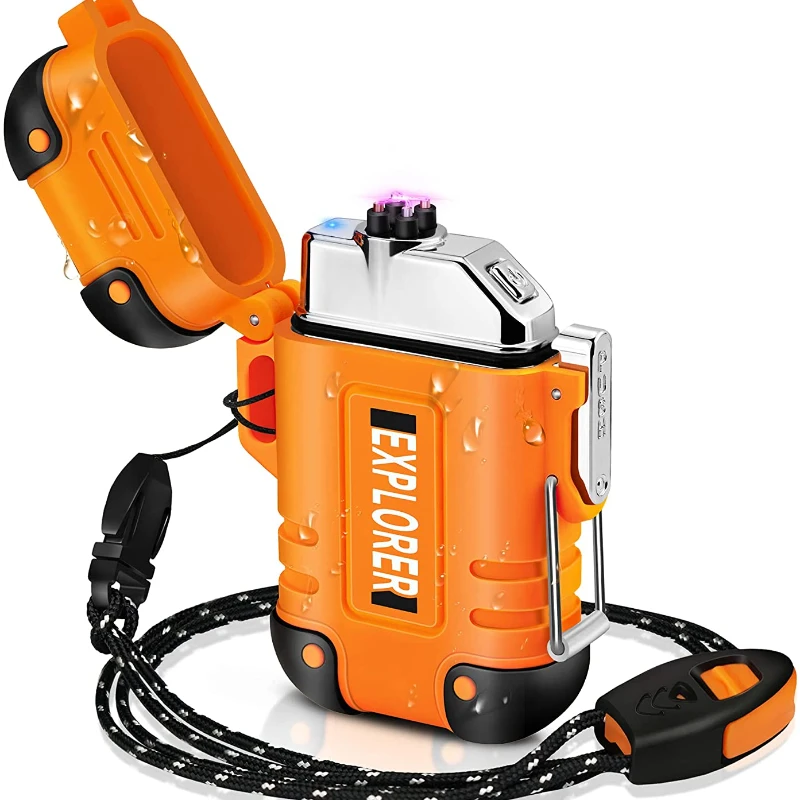 Image of Eco-Friendly Dual Arc Plasma Lighter – Waterproof, USB Rechargeable & Windproof for Outdoor Adventures