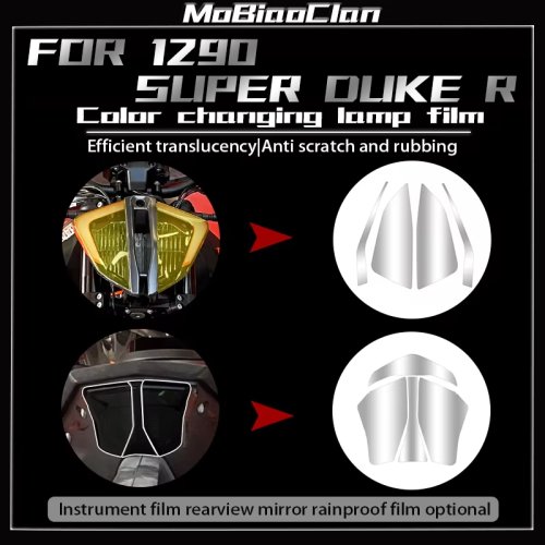 Zdjęcie Ochronna folia reflektorowa dla KTM 1290 Super Duke R 2021 – profesjonalna modyfikacja motocykla z filmem ochronnym i dekoracyjnym