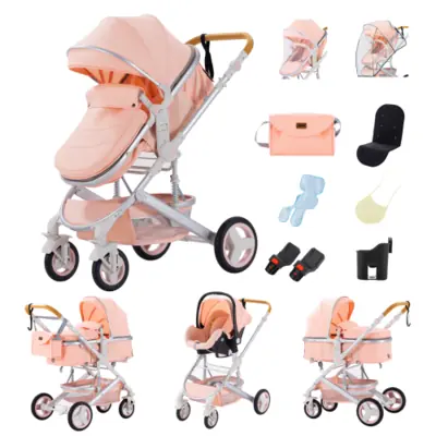 Image de Poussette 3-en-1 bébé - Multi-fonctionnelle, pliable, inclinable