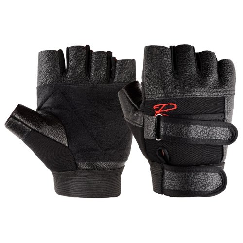 Zdjęcie Męskie Skórzane Rękawice Bez Palców – Sportowe, Fitness, Rowerowe, Czarne, Z Nitami, Do Siłowni i Treningu