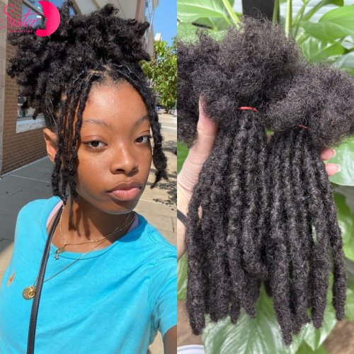 Immagine di Loc Extension Capelli umani 0,6 cm Larghezza 8 pollici 50 fili Dreadlock inter fatto a mano Estensione Capelli umani per donne/uomini/bambini