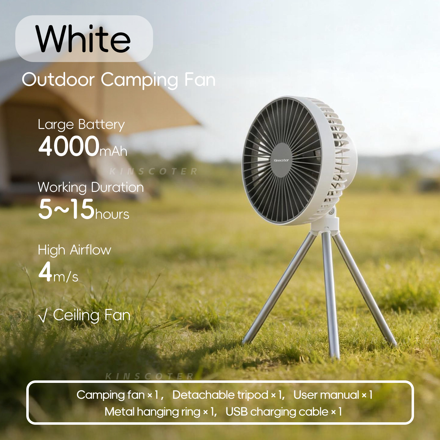 Image de Ventilateur Portable Rechargeable 10000mAh avec Éclairage LED