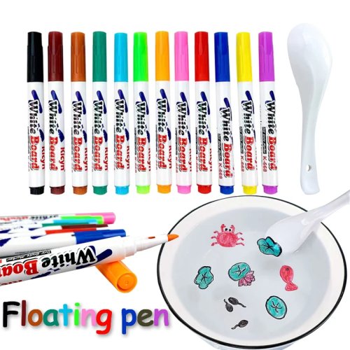 Afbeelding van 8/12 Kleuren Magische Water Drijvende Pen Schilderen Kleurrijke Mark Pen Markers Drijvende Inkt Pen Doodle Water Pennen Kinderen Montessori
