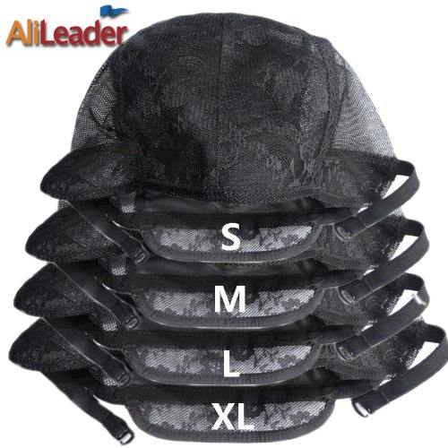 Imagen de Gorro Tejido Ajustable para Peluca de Encaje Doble Capa, Gorro de Peluca de Nailon con Redecilla Negra, Tallas S, M, L, XL - Paquete de 10 Unidades