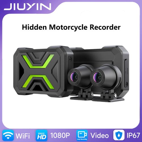 Image of Dual 1080p Waterproof Motorcycle Action Camera with Front and Rear View Recording, WiFi Connectivity, and Smart Phone App Control for Full Ride Documentation