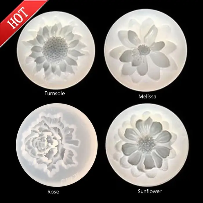 Image de Moules en Silicone Fleur - Kit 4 Pièces pour Bijoux Époxy