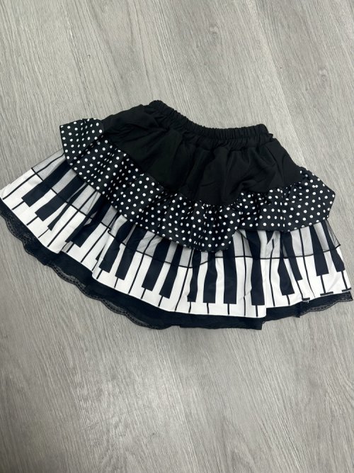 Zdjęcie Elegancka spódnica damska w stylu Y2K z czarno-białymi klawiszami fortepianowymi, zwężona w talii, z marszczeniami, model A-line, nowa moda koreańska 2025
