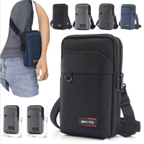 Afbeelding van Waterdichte Heuptas voor Mannen met Dubbellaags Telefoonzakje – Outdoor Crossbody Tas met Portemonnee Functie