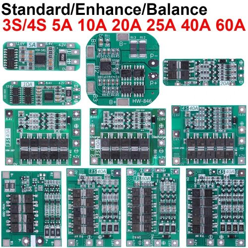Image de BMS Protection pour Batterie Li-ion 18650 - 3S/4S 20A/40A/60A