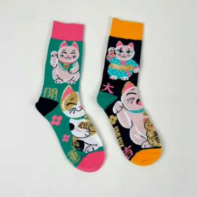 Image de Chaussettes Chat Porte-Bonheur Homme - Style Tendance & Personnalisable