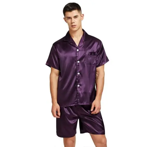 Image de Pyjama Homme Soie Douce - Short & Chemise de Nuit Été