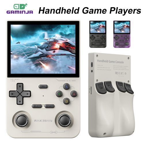 Image of Gaminja Open Source K36 Retro Handheld Game Console with 16,000+ Games Emulator for PS1, PSP, Dreamcast, N64, Saturn – 500 Nit 3.5-inch IPS Screen