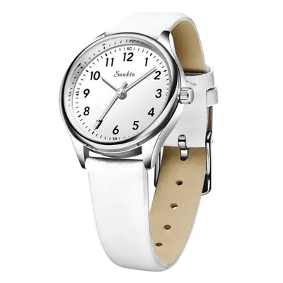 Image de Montre Femme Élégante Noir & Blanc - Bracelet Cuir