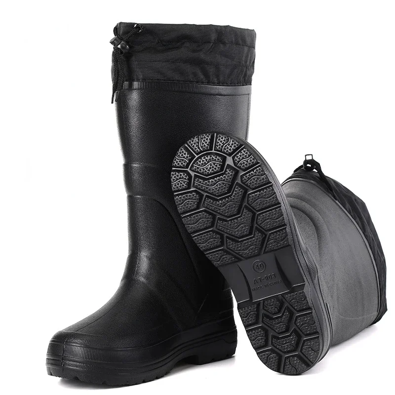 Image of Premium Men's Waterproof EVA Rain Boots with Platform Sole – Durable Outdoor Snow & Fishing Shoes for All-Weather Protection