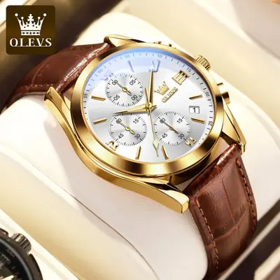 Image de Montre Homme Élégante avec Bracelet en Cuir - Lumineuse et Étanche