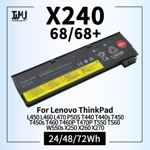 Image of High-Capacity Replacement Battery for Lenovo ThinkPad T440, T450, T460, T460p, T470p, T550, T560, X240, X250, X260, X270, L450, L460, 45N1125, 45N1126, 45N1127, 45N1128, 45N1129