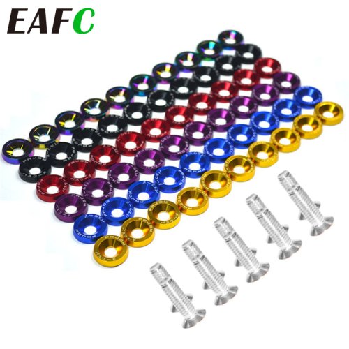 Zdjęcie EAFC 10PCS M6x20 Car Styling Uniwersalna modyfikacja JDM Sześciokątne elementy złączne Podkładka błotnika Śruby tablicy rejestracyjnej Akcesoria samochodowe