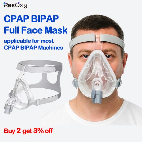Afbeelding van Natuurlijke Volledige Gezichtsmasker voor CPAP en BiPAP – Anti-Snurk Oplossing met Comfortabele Hoofdband voor Betere Slaapkwaliteit