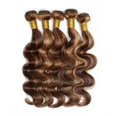 Image de Extensions Cheveux Péruviens Naturels - Body Wave avec Reflets