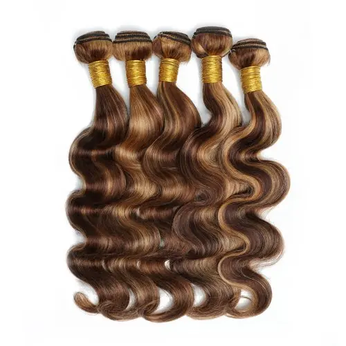 Image de Extensions Cheveux Péruviens Naturels - Body Wave avec Reflets