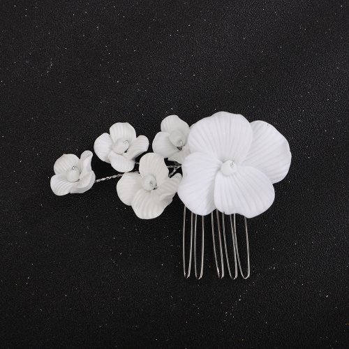 Image of Small White Flower Bride Hair Accessories Trendy Girlfriend Headdresses Wedding Head Jewelry 3 Colors Women Tights On The Head