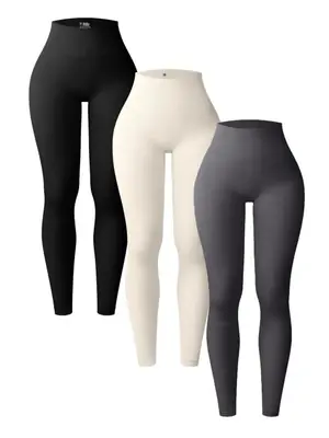Image de Leggings de Yoga Côtelés Taille Haute pour Femmes
