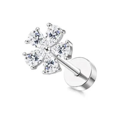 Image de Boucles d'oreilles cartilage papillon fleur en acier chirurgical
